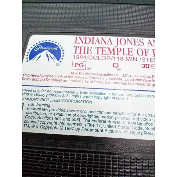 2 Vintage Indiana Jones & The Temple Of Doom / Raiders Of The Lost Ark VHS Tapes - Picture 10 of 12